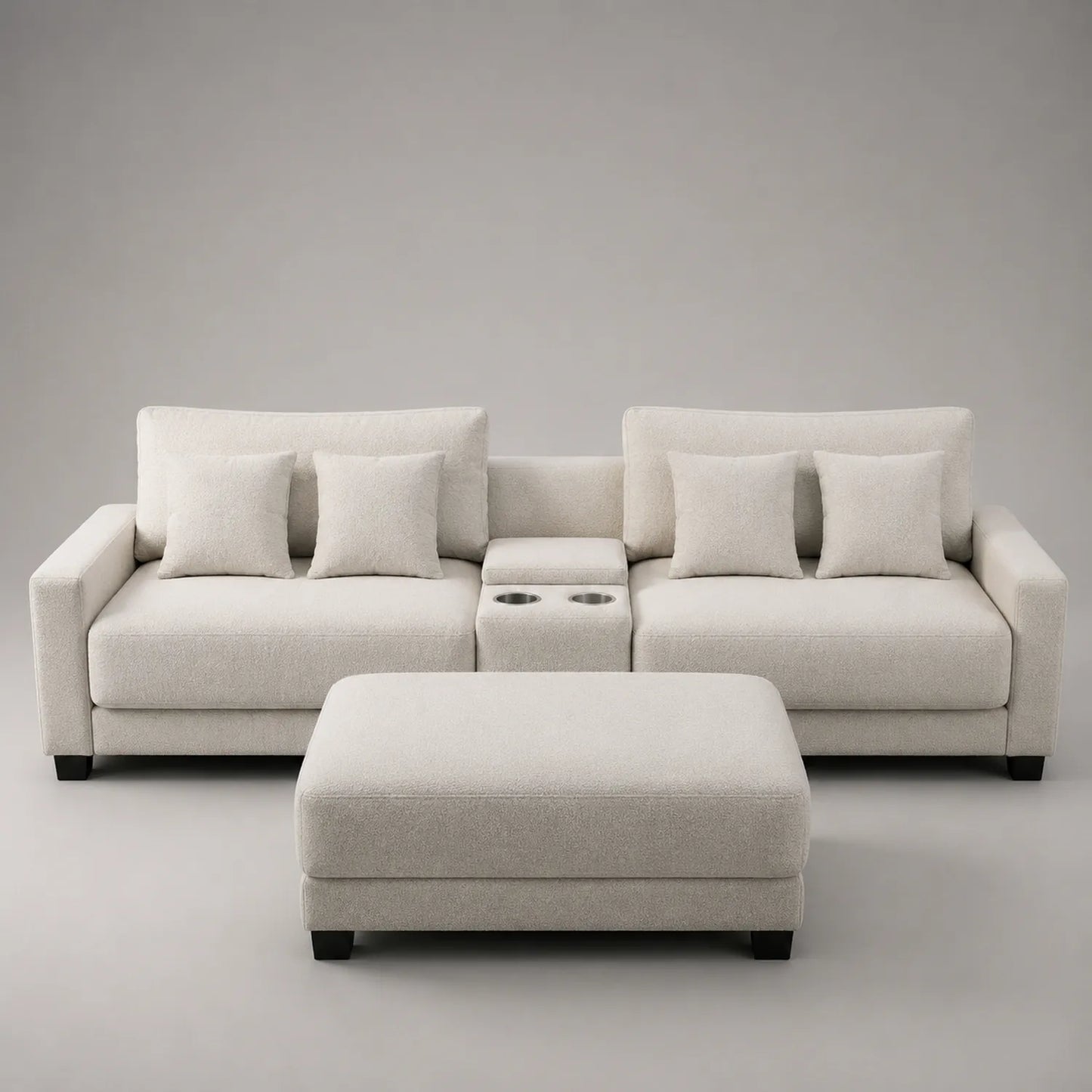 Modulare Sofa-Set mit Hocker Stoff Beige