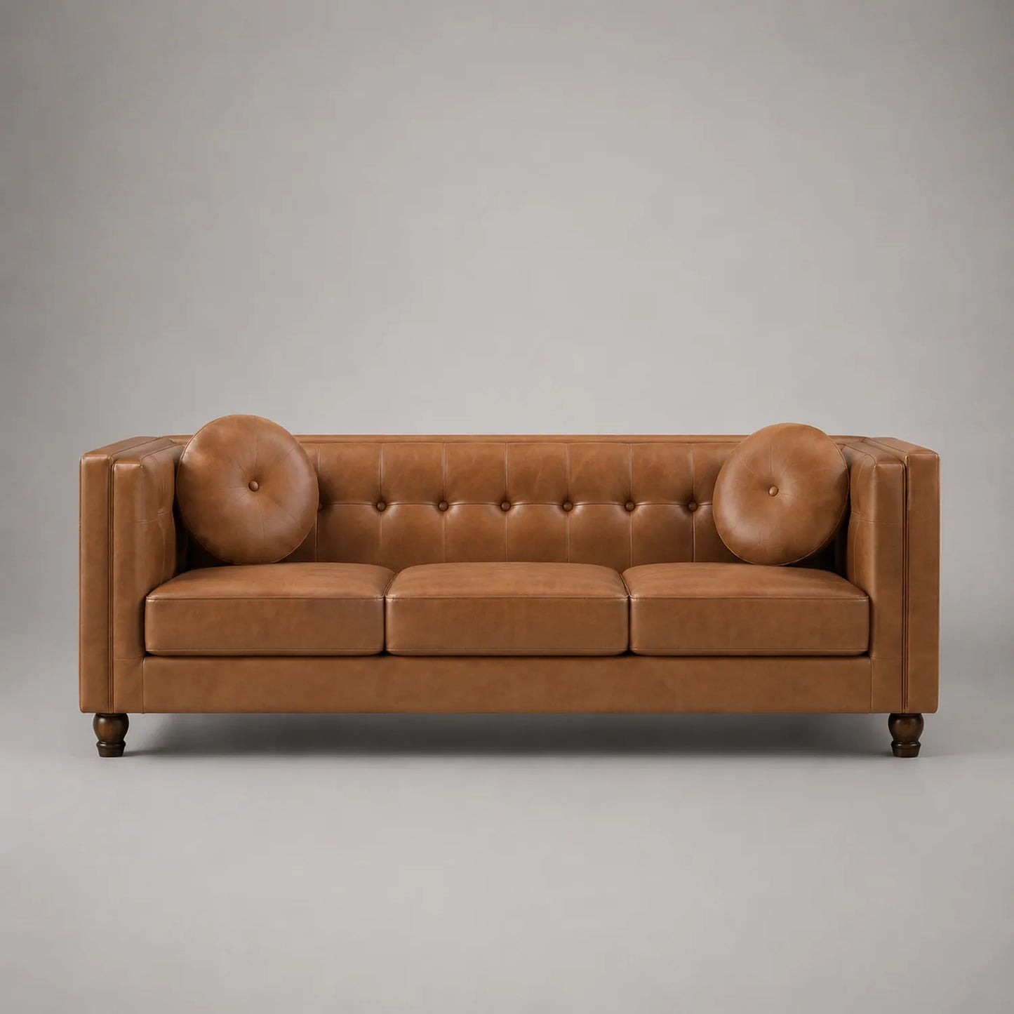 Ledersofa 3-Sitzer Hellbraun