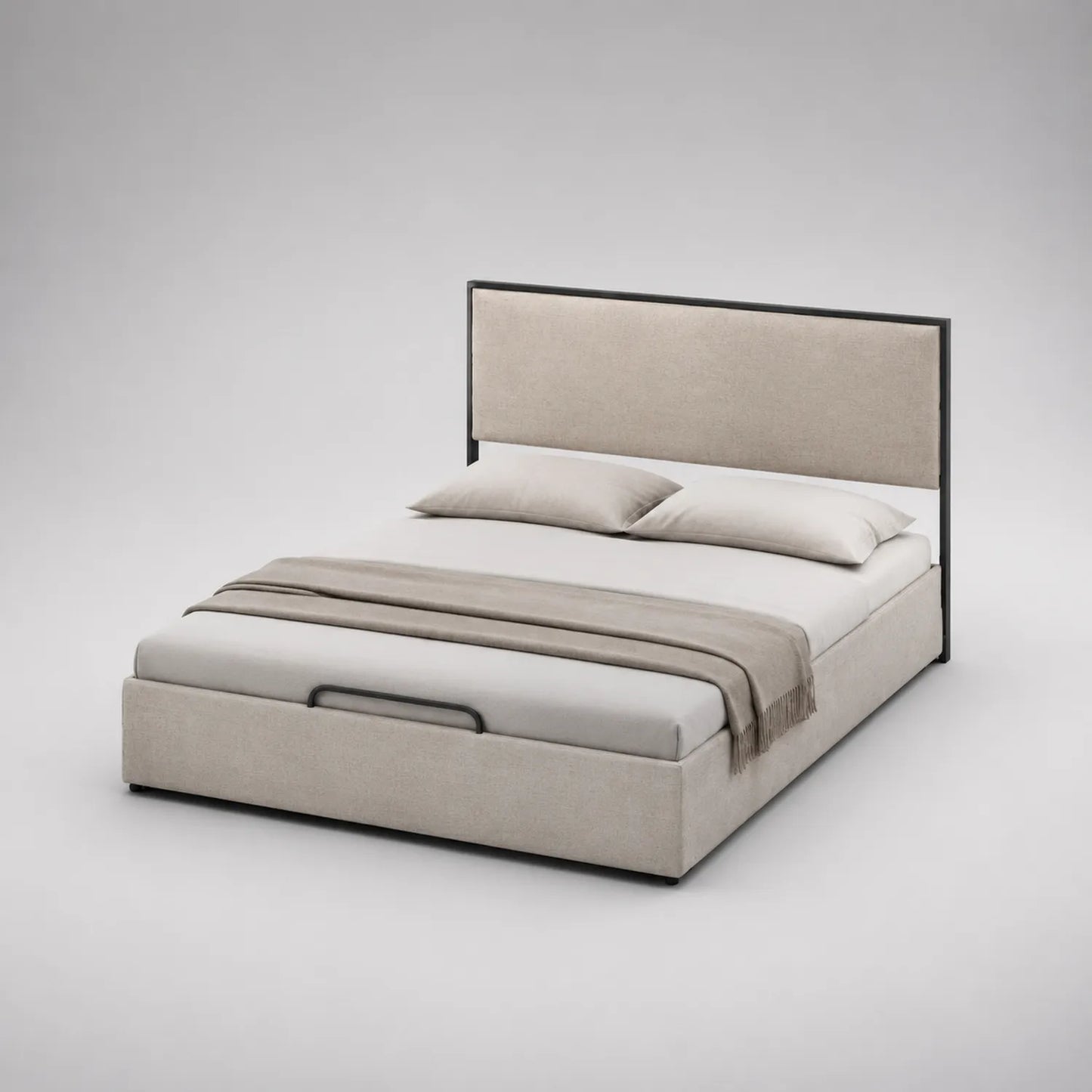 Stoffbett mit Metallrahmen Beige 200x180 cm