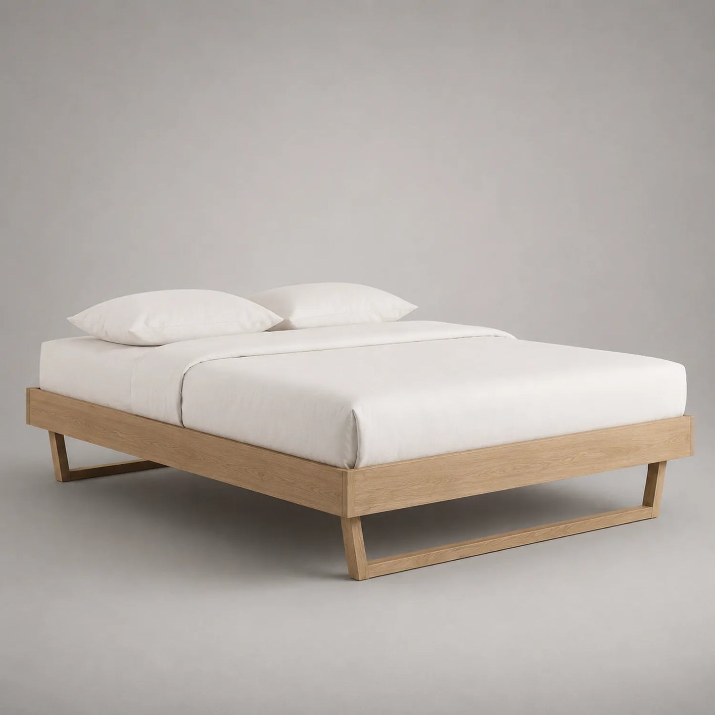 Holzbett mit Baumwollbettwäsche 200x180 cm