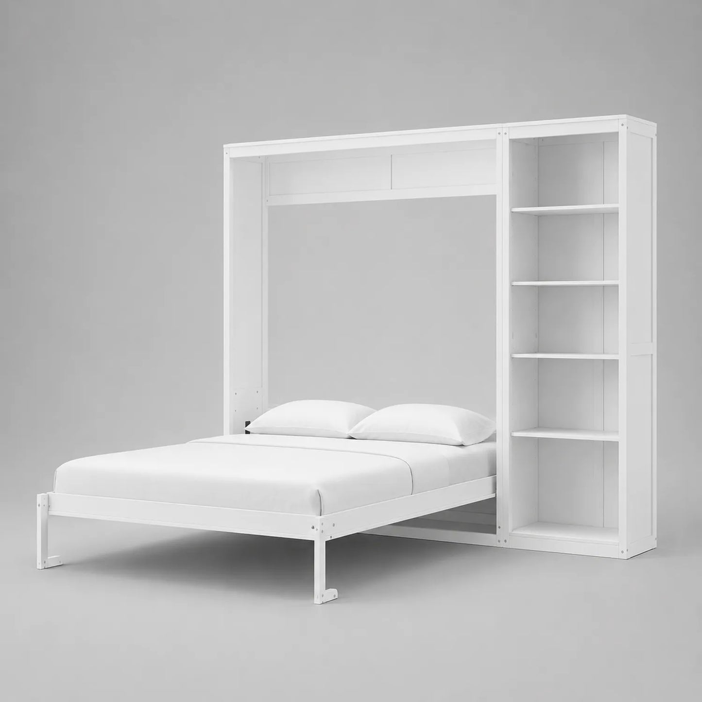 Wandbett mit Regal Weiß MDF 140x200 cm