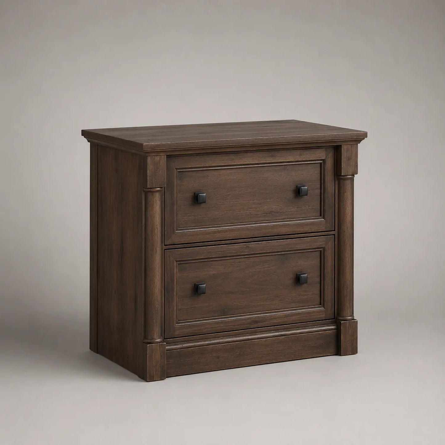 Holz Aktenschrank mit 2 Schubladen Dunkelbraun