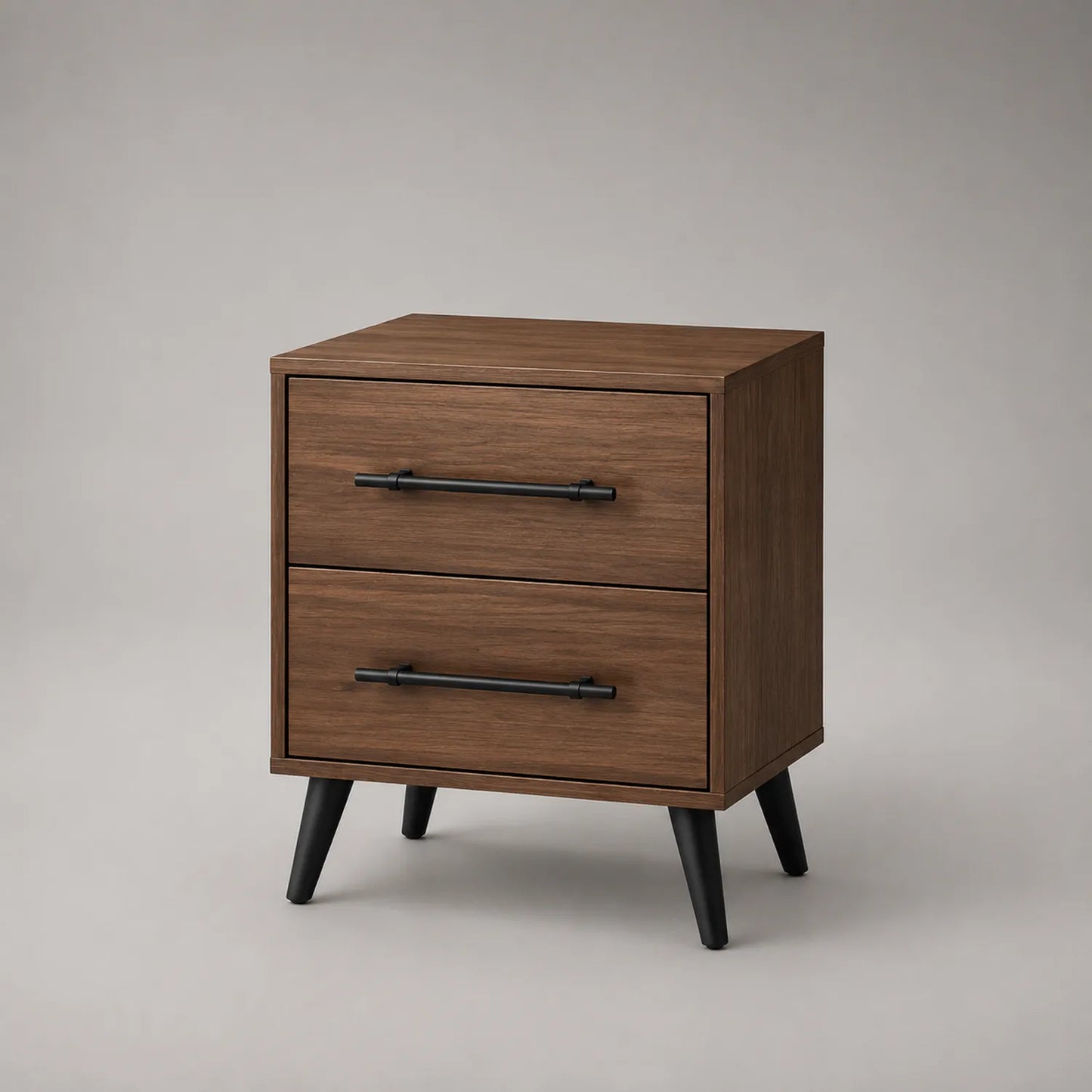 Nachttisch mit 2 Schubladen MDF-Holz Walnuss