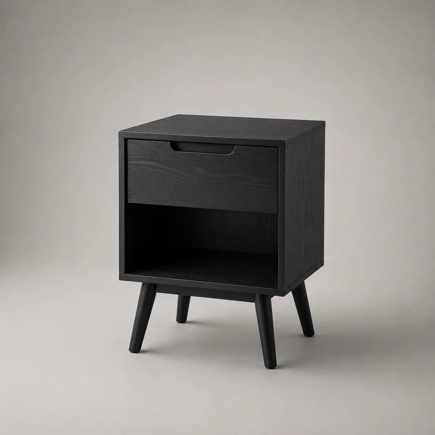 Holz Nachttisch mit Schublade Schwarz 40x30x60 cm