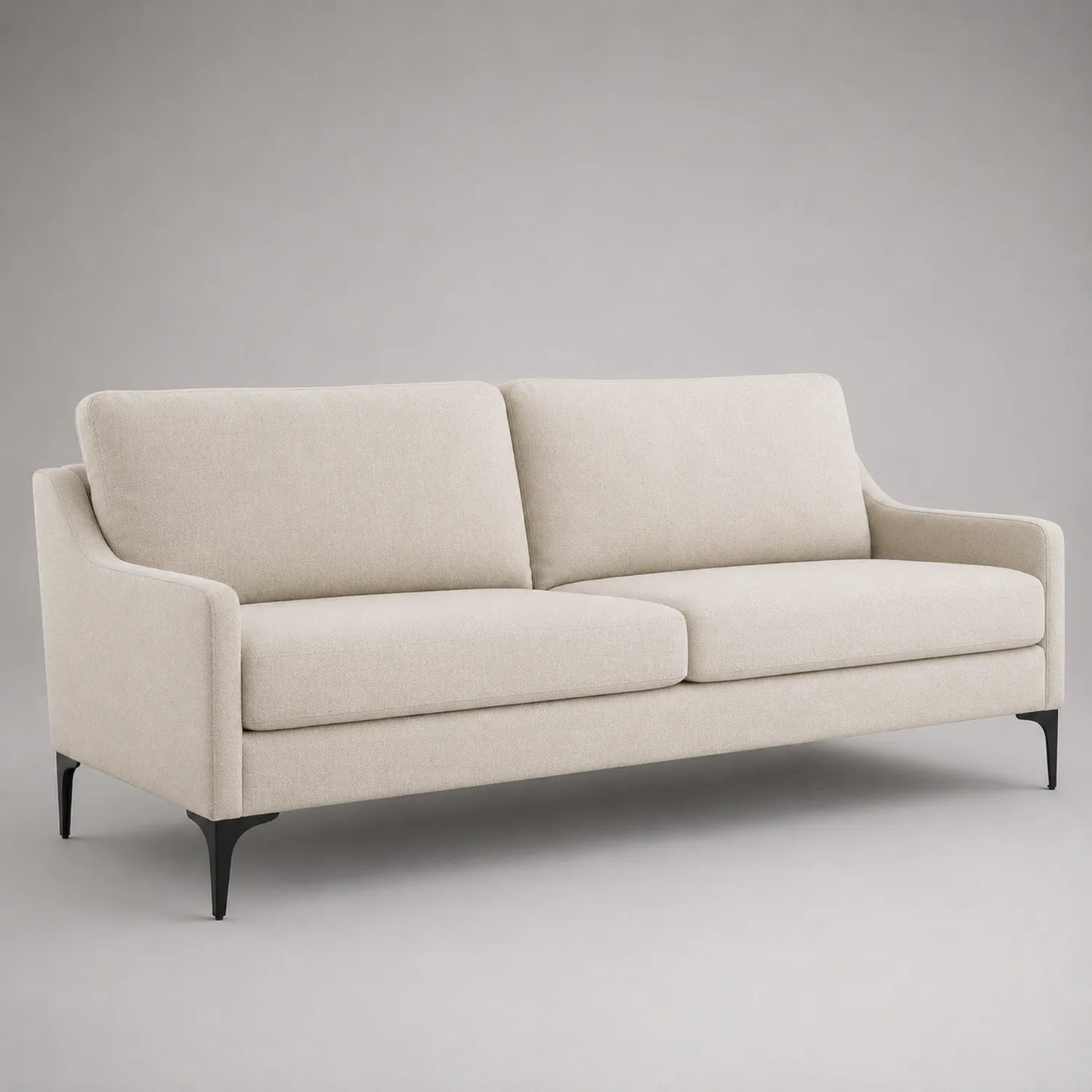 3-Sitzer Sofa Beige Stoff Metallbeine