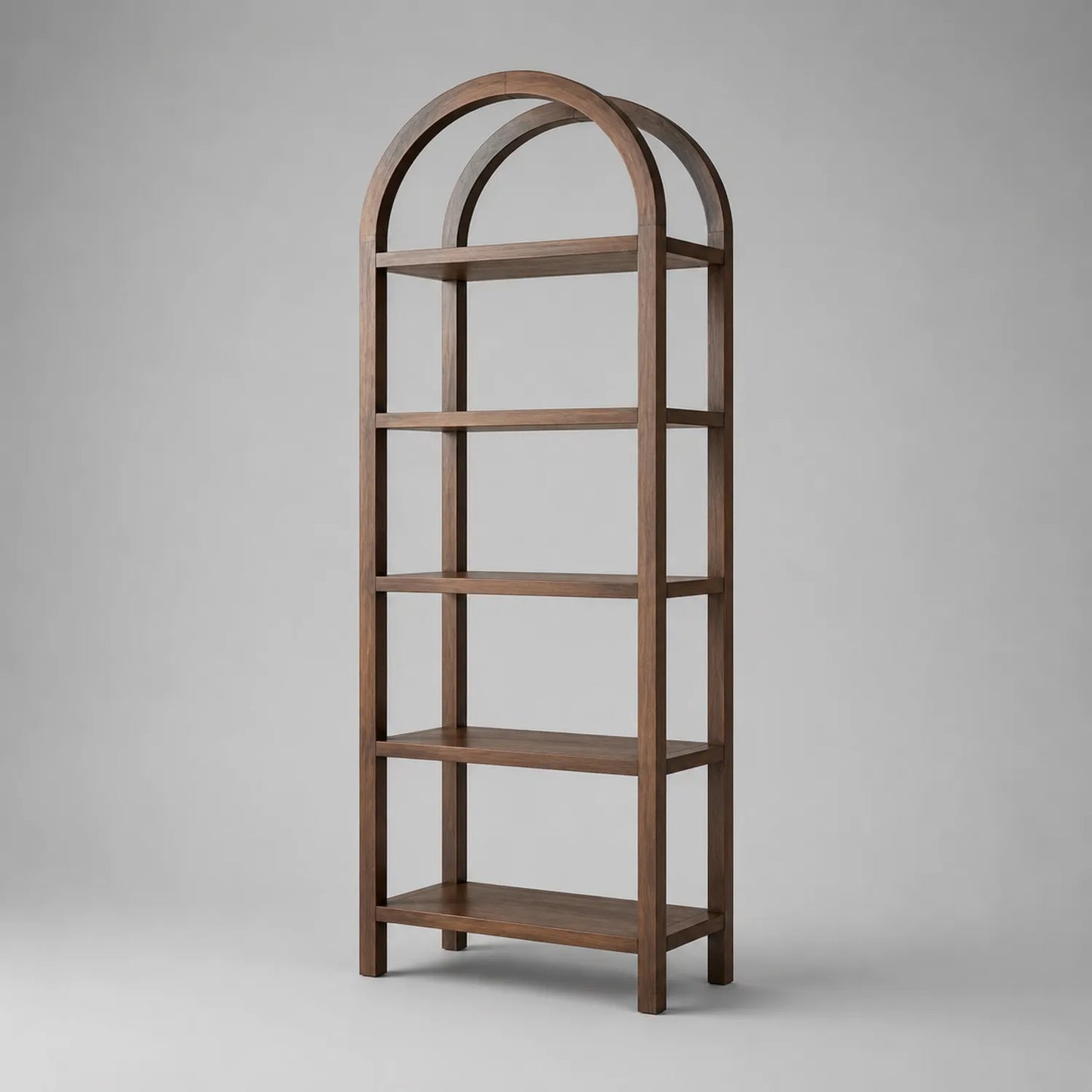 Walnuss Holz Bücherregal mit Gewölbe 180x60x30cm