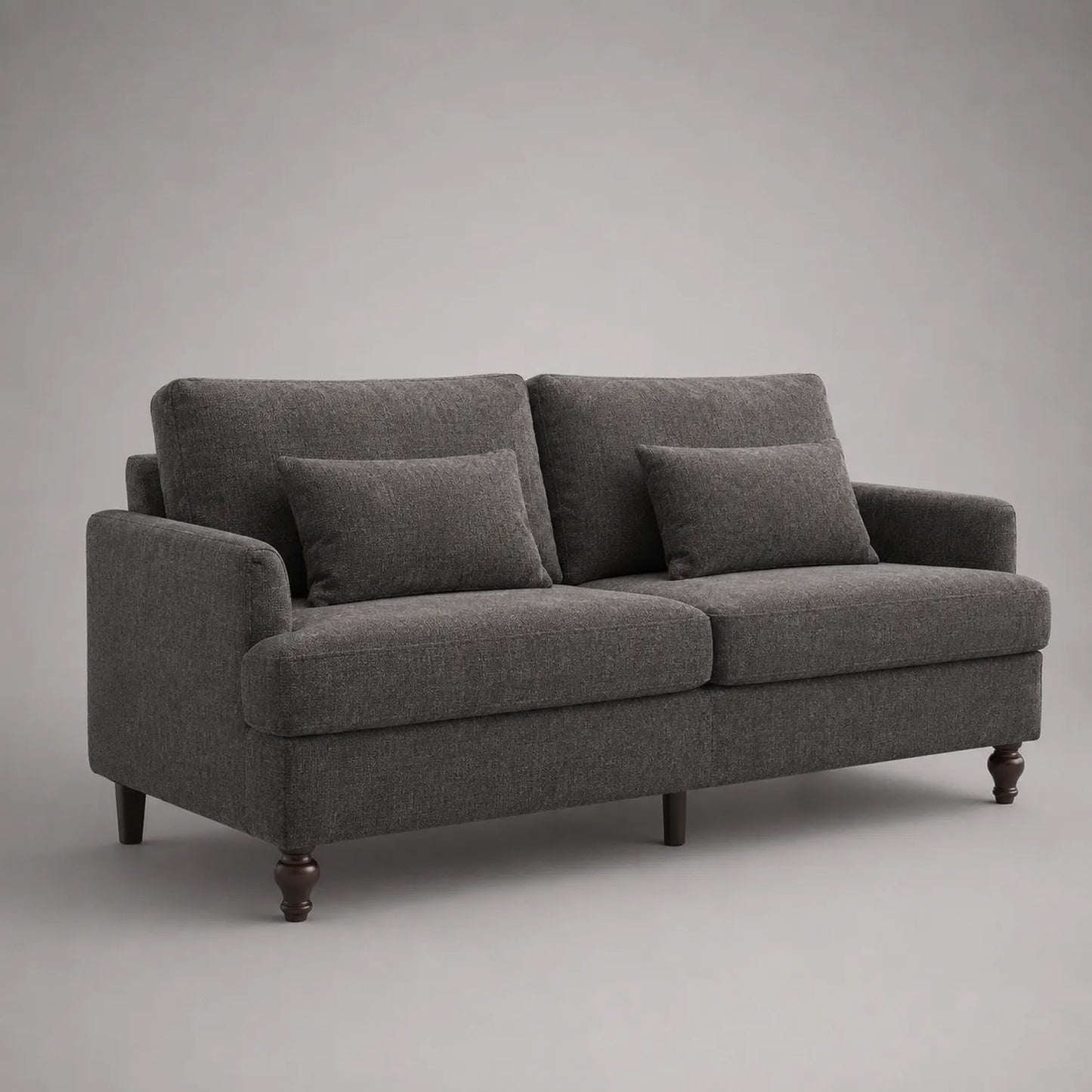 2-Sitzer Sofa Dunkelgrau Stoff Holzfüße