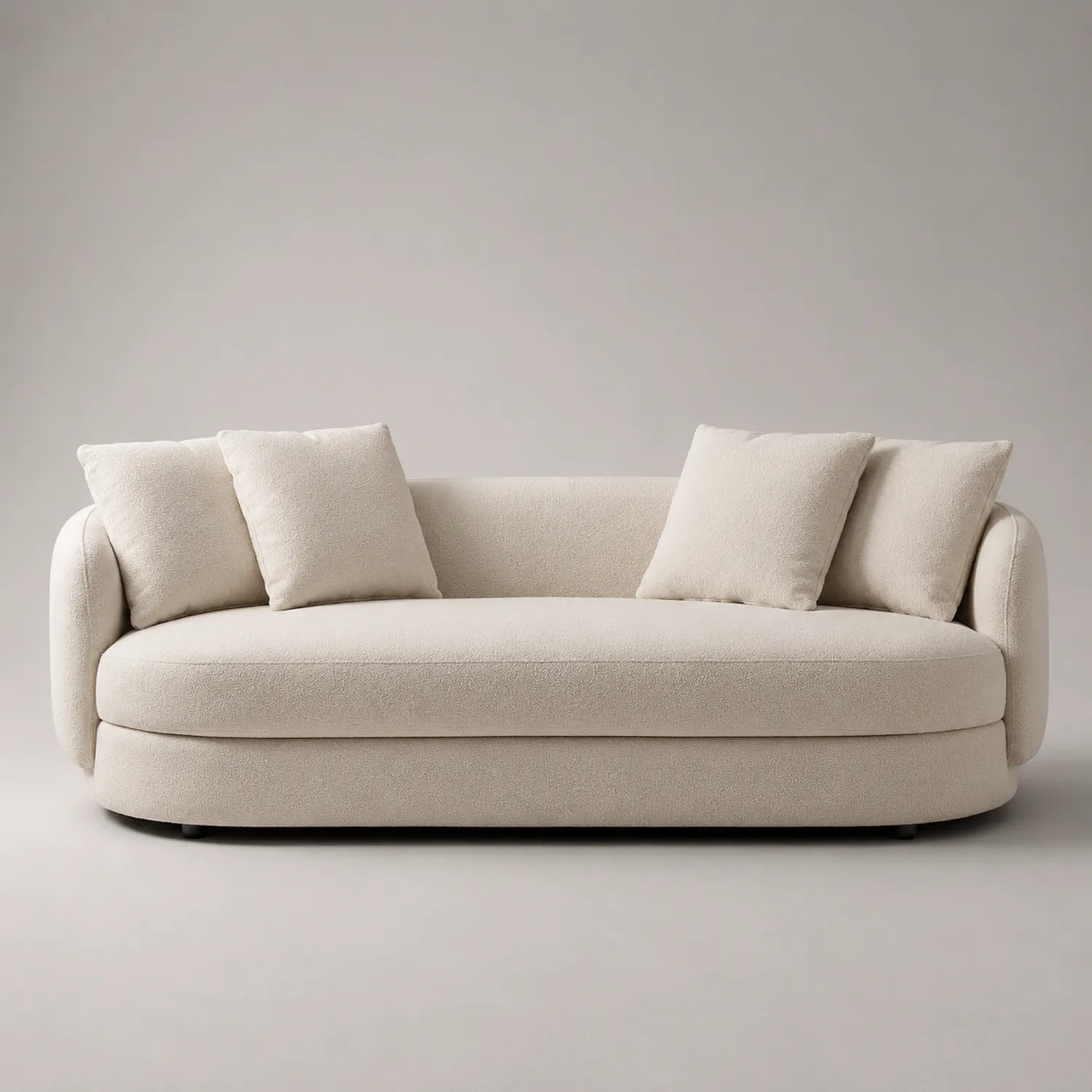 Bouclé 3-Sitzer Sofa Creme 200cm