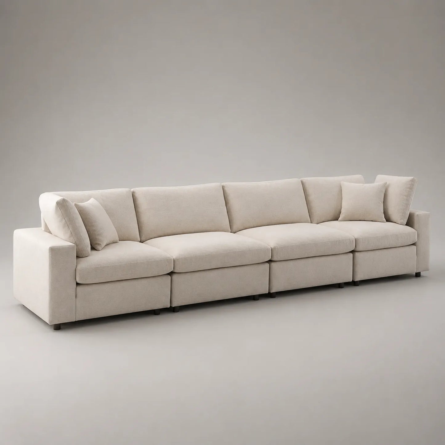 Modulares Sofa-Set 4-Sitzer 300x95x70 cm Beige Stoff