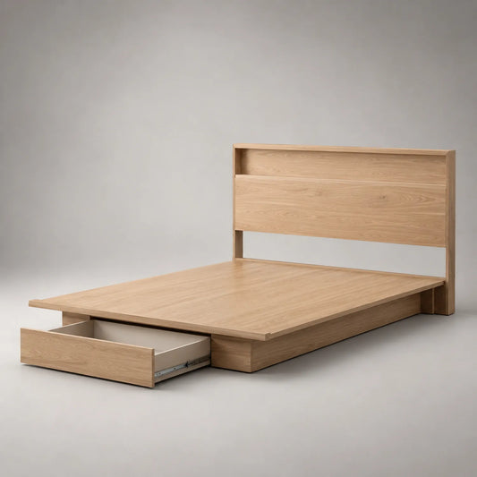 Eichenholzbett mit Schubladen 200x160 cm