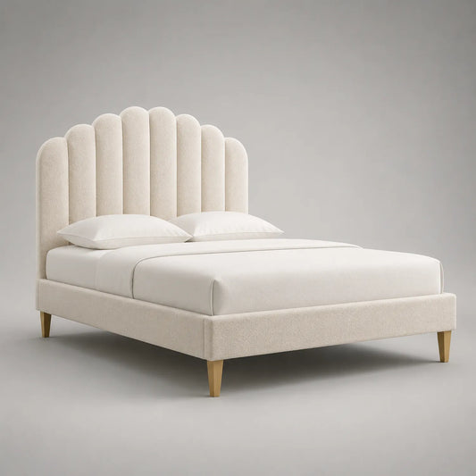 Stoffbett mit Kopfteil, Beige, 200x160cm