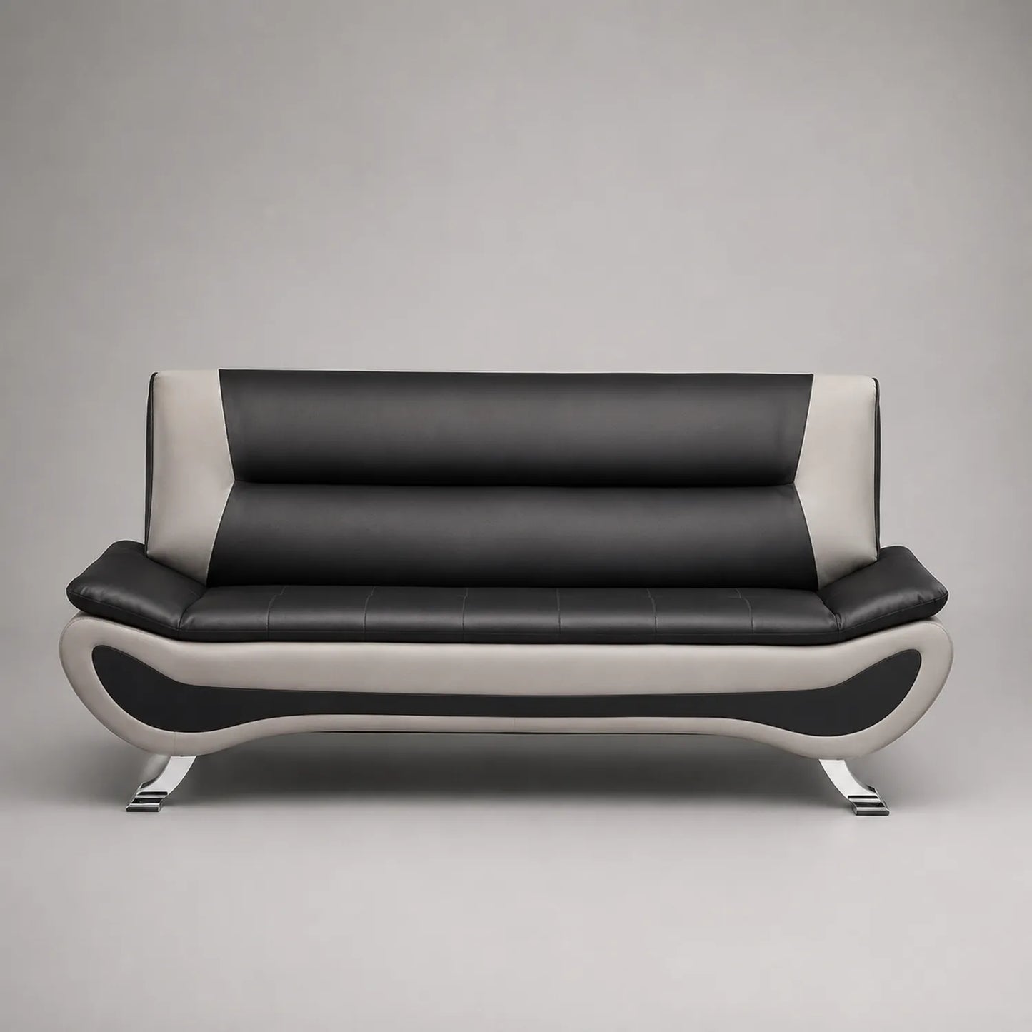 3-Sitzer Sofa Kunstleder Schwarz/Grau