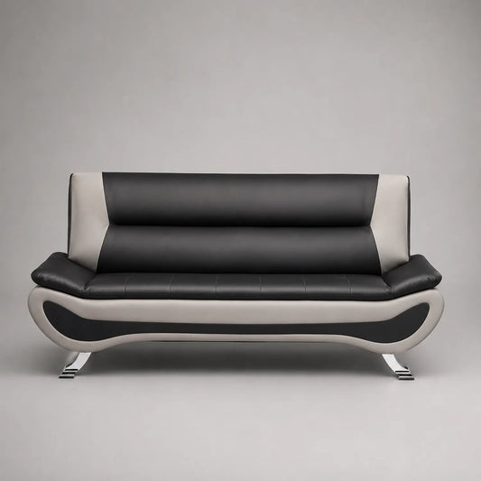 3-Sitzer Sofa Kunstleder Schwarz/Grau