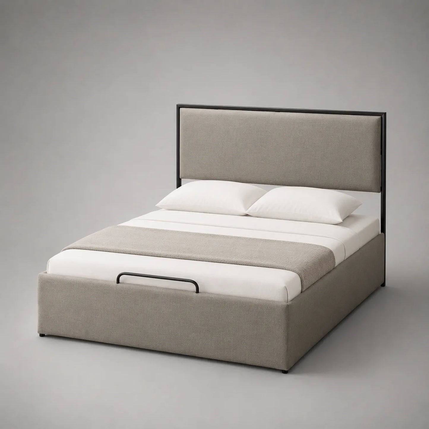Stoffbett mit Kopfteil, Grau, 200x160 cm