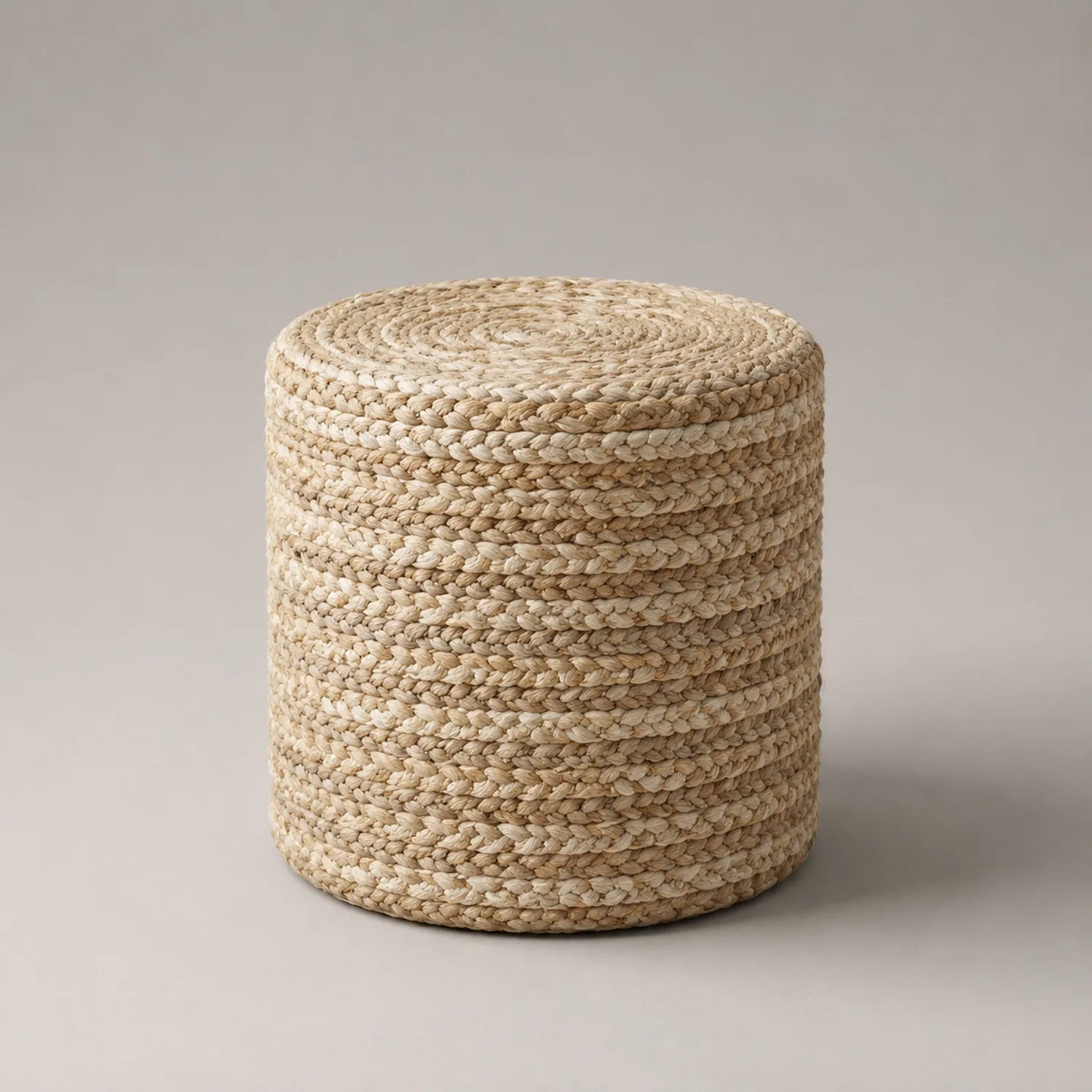 Runder Jute Pouf Geflochten 40x40 cm Natur