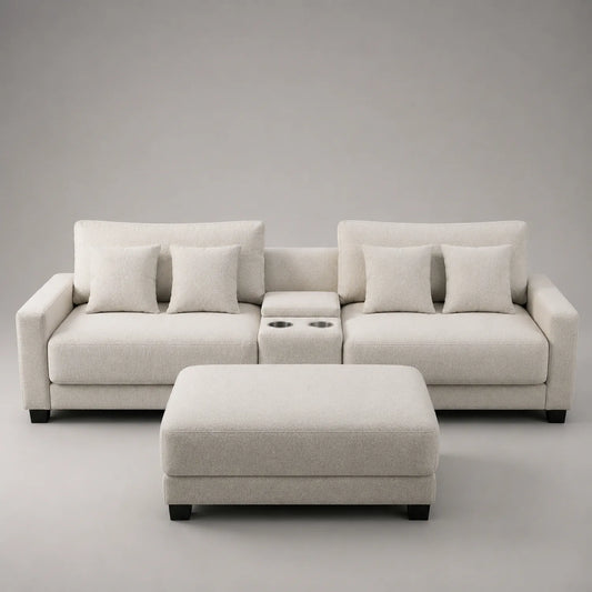 Modulare Sofa-Set mit Hocker Stoff Beige