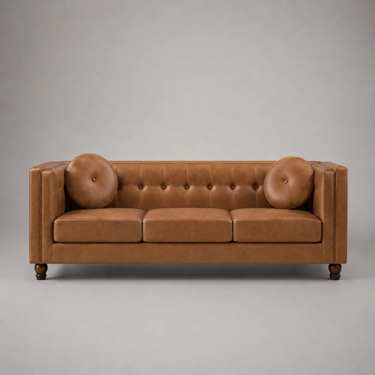 Ledersofa 3-Sitzer Hellbraun