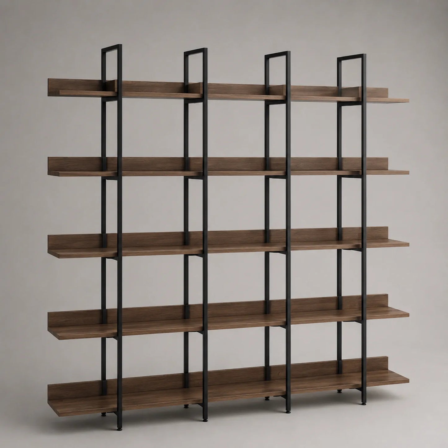 Holz Bücherregal mit 5 Ebenen und Metallrahmen Walnuss/Schwarz