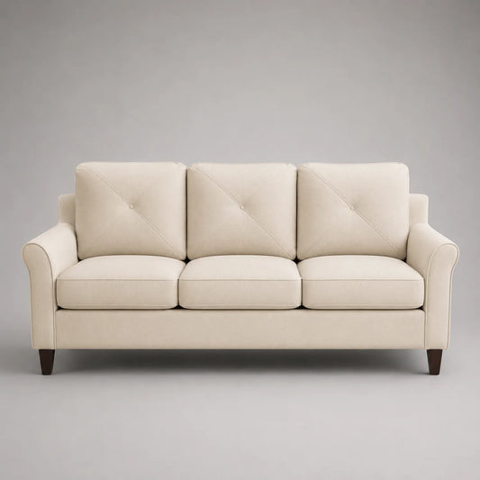 3-Sitzer Sofa Stoff Beige Massivholzbeine 200x85x90 cm