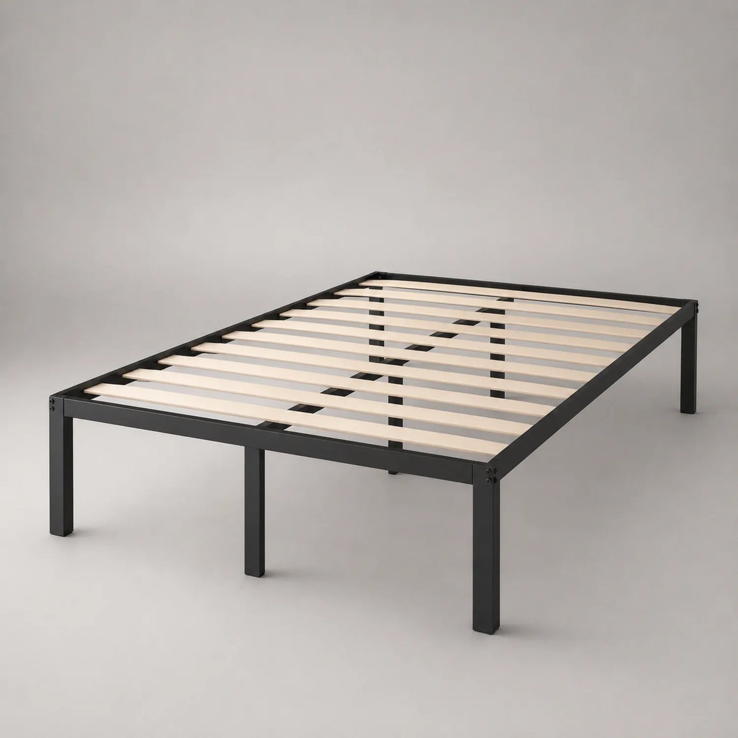 Metallbettgestell mit Massivholzlatten 200x160 cm Schwarz