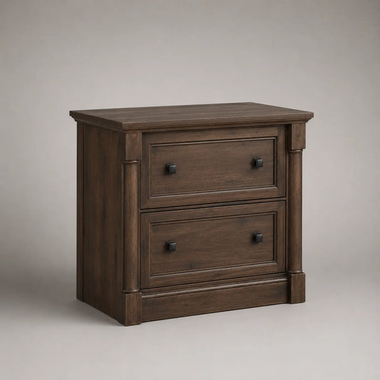 Holz Aktenschrank mit 2 Schubladen Dunkelbraun