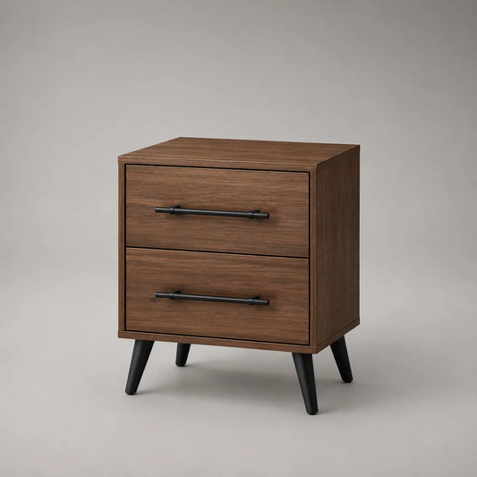 Nachttisch mit 2 Schubladen MDF-Holz Walnuss