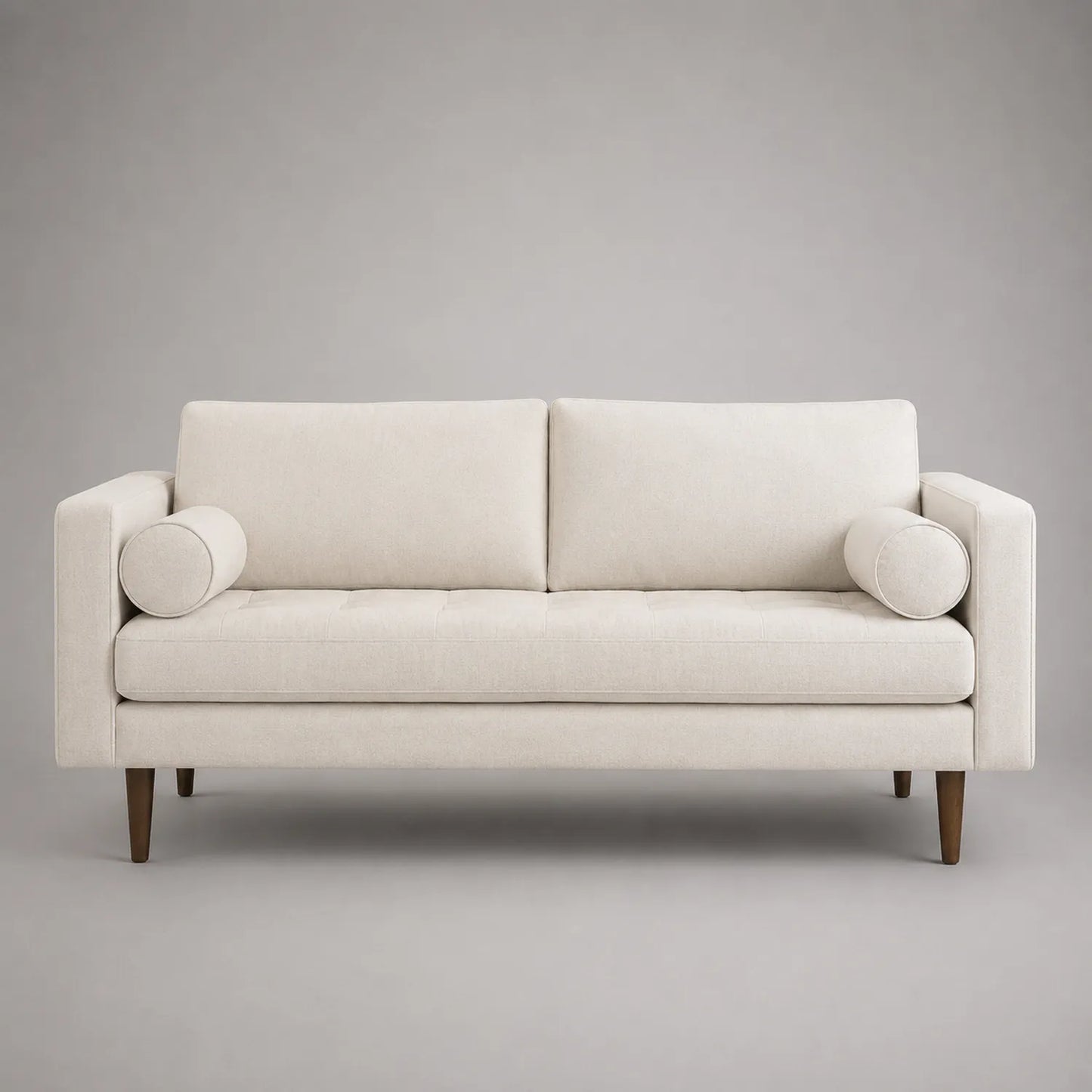 Holz-Sofa 3-Sitzer Creme Polyester 200cm