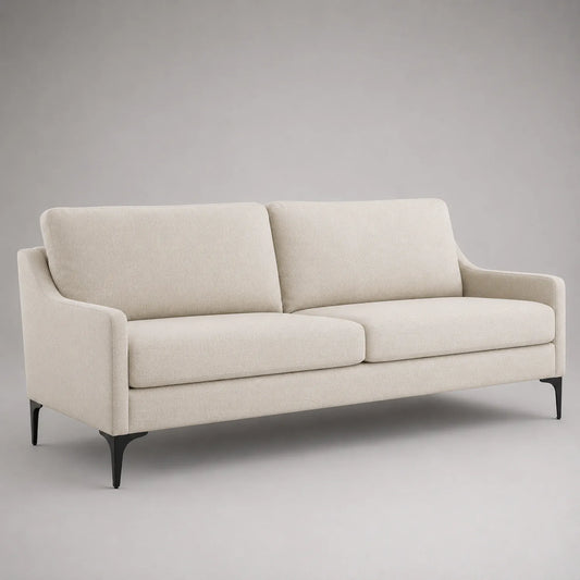 3-Sitzer Sofa Beige Stoff Metallbeine