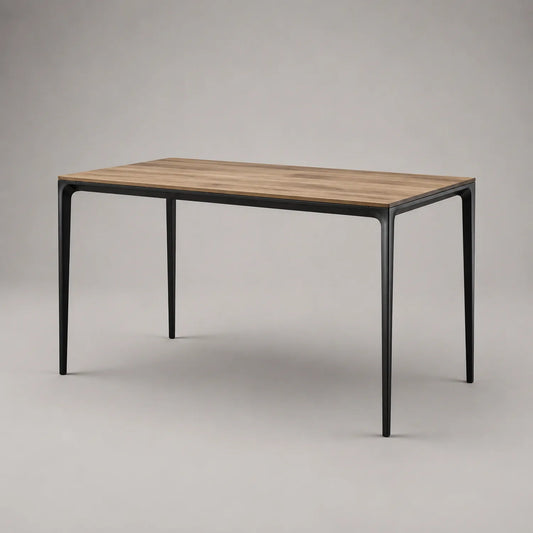 Tisch Holzfurnier mit Metallbeinen 140 cm x 80 cm