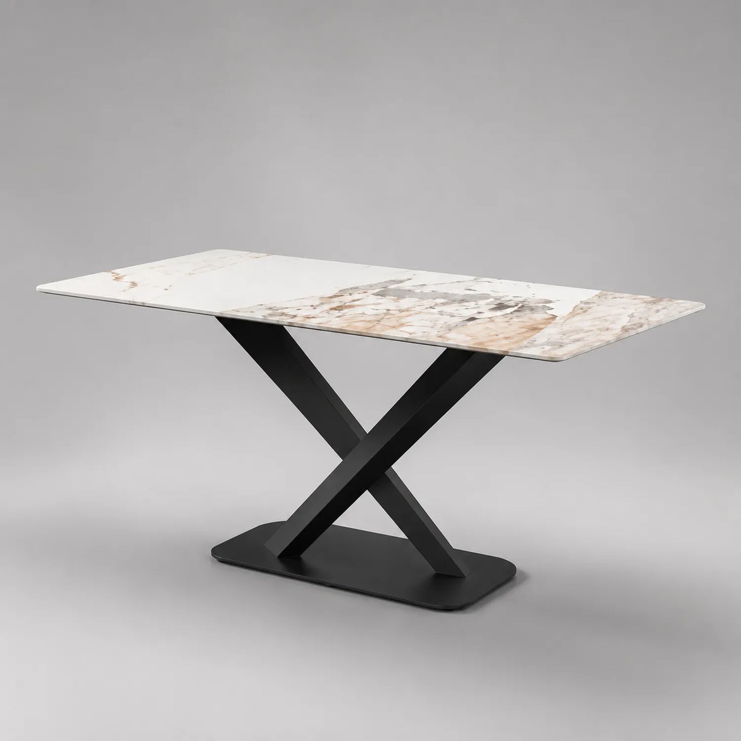 Esstisch Marmor Metallgestell Weiß/Braun/Schwarz