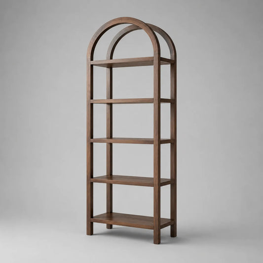 Walnuss Holz Bücherregal mit Gewölbe 180x60x30cm