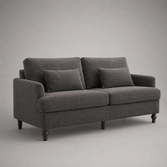 2-Sitzer Sofa Dunkelgrau Stoff Holzfüße