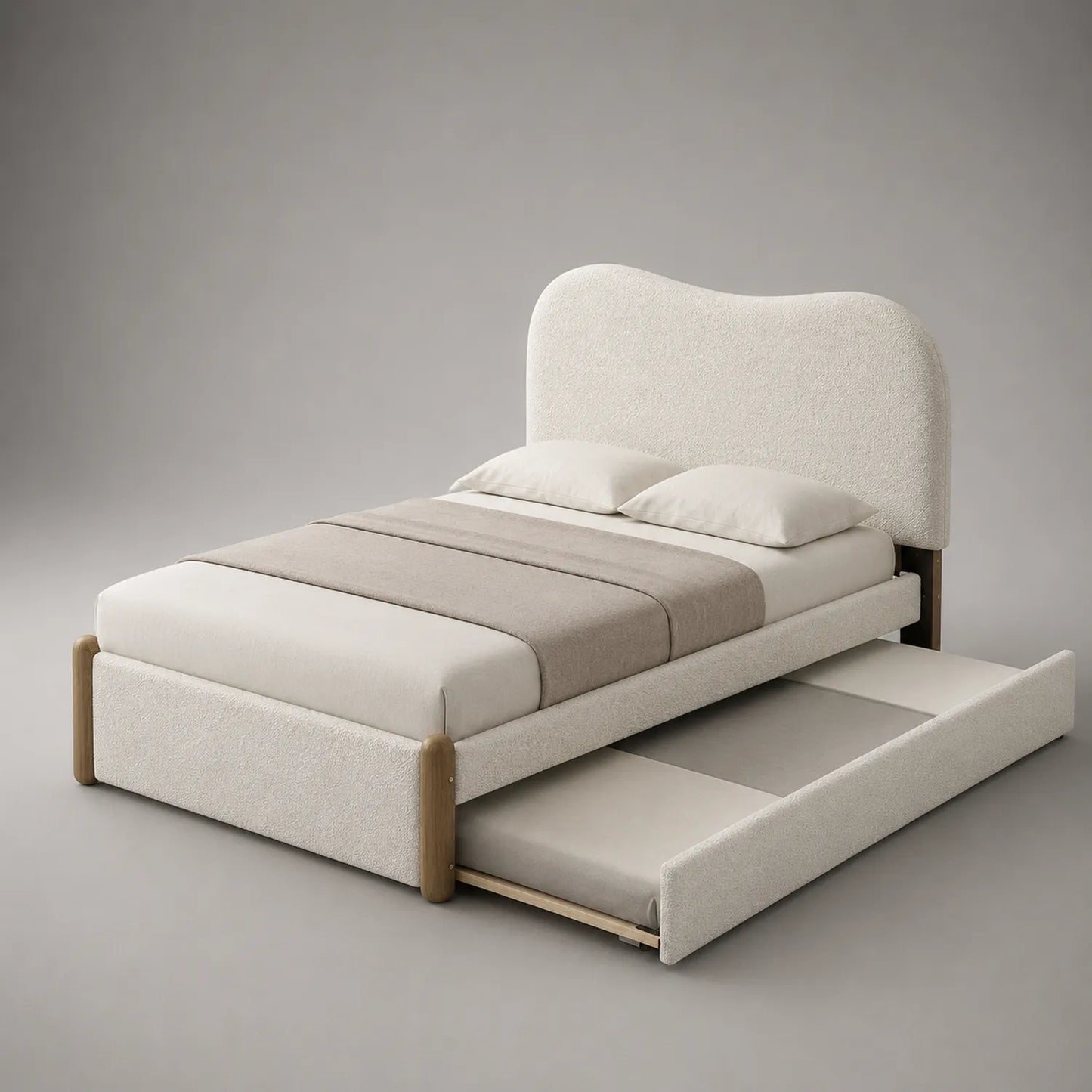Polsterbett mit Ausziehbett Beige 200x140x100cm