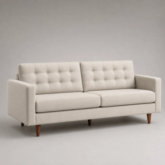 3-Sitzer Sofa Stoff Beige Massivholz