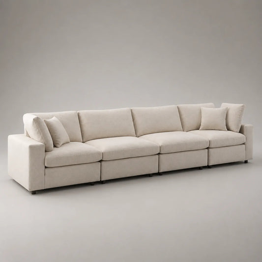 Modulares Sofa-Set 4-Sitzer 300x95x70 cm Beige Stoff